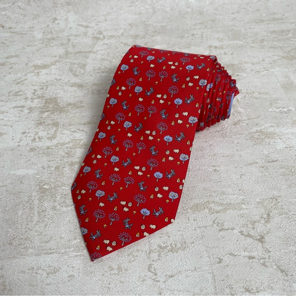 New - Salvatore Ferragamo Italian - Three Little Pigs - 100% Silk - Neck Tie.